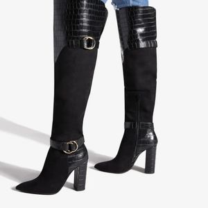 #NWT -SIZE 8 OTK FAUX LEATHER BLOCK HEEL POINTED TOE BOOT